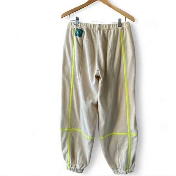 Free People Movement Arena Fleece Jogger Pants Size Small Cream Neon Ankle Zip - Picture 3 of 8